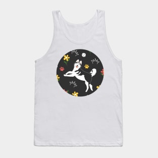 Siberian Husky Playing with Balls - Black Tank Top